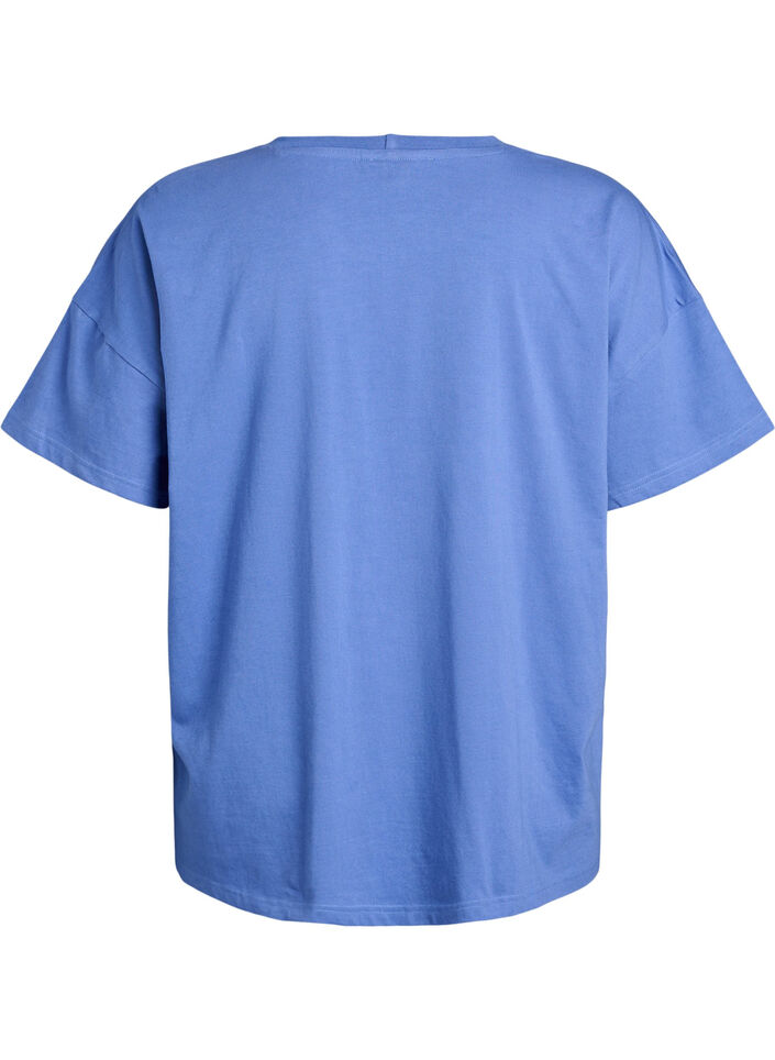 Organic cotton T-shirt with a small front motif, Blue, Packshot image number 1