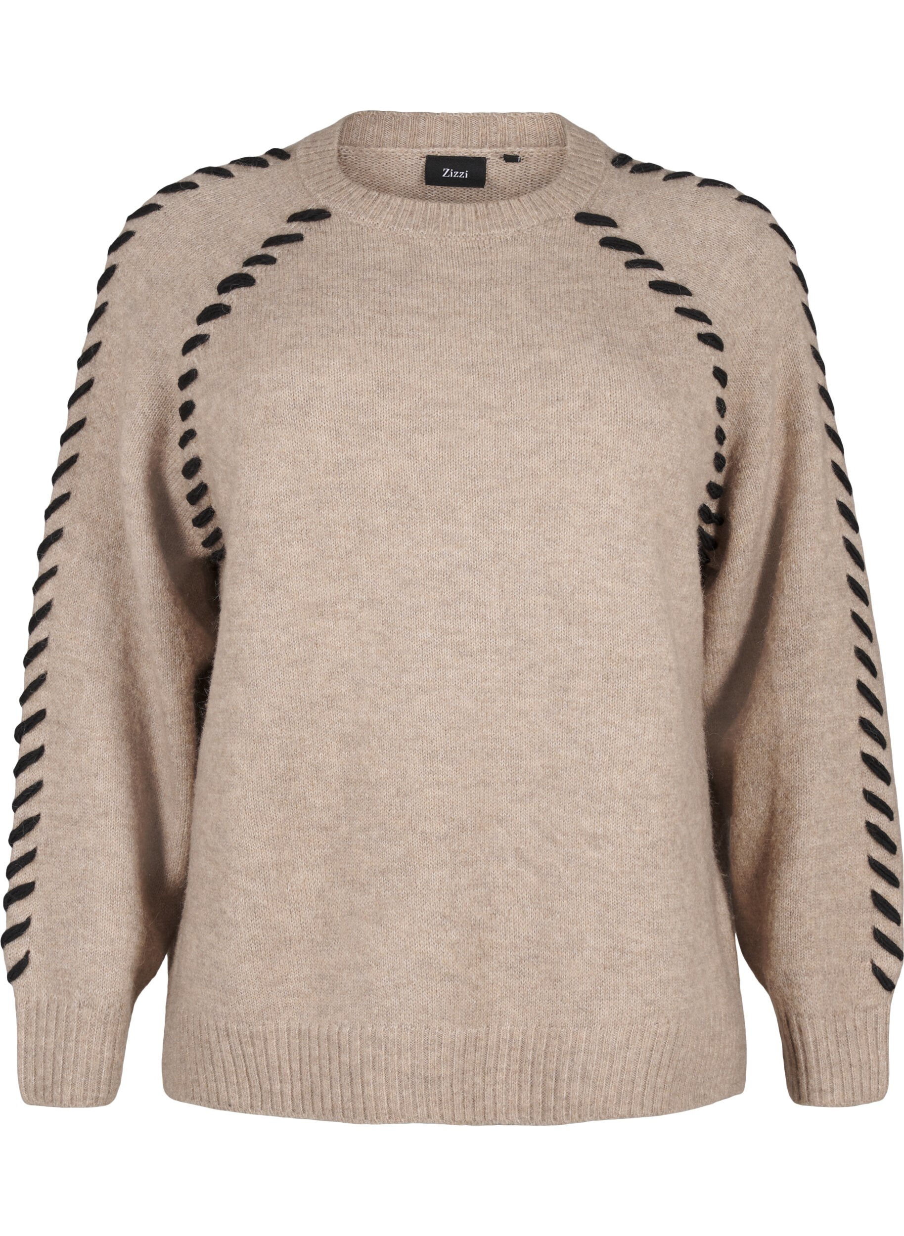 Zizzifashion Knitted blouse with stitching, Desert T.Wh.Mel.Comb, Packshot image number 0