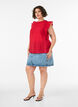 Sleeveless blouse with texture and ruffles, Red, Model image number 1