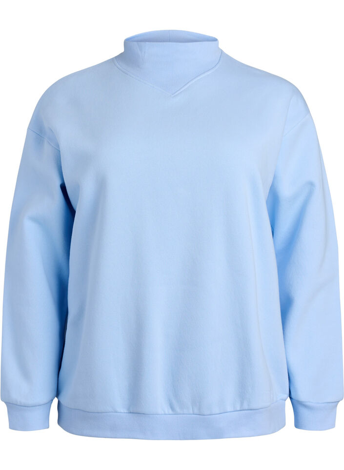 Sweatshirt with high neck and long sleeves, Light Blue, Packshot image number 0