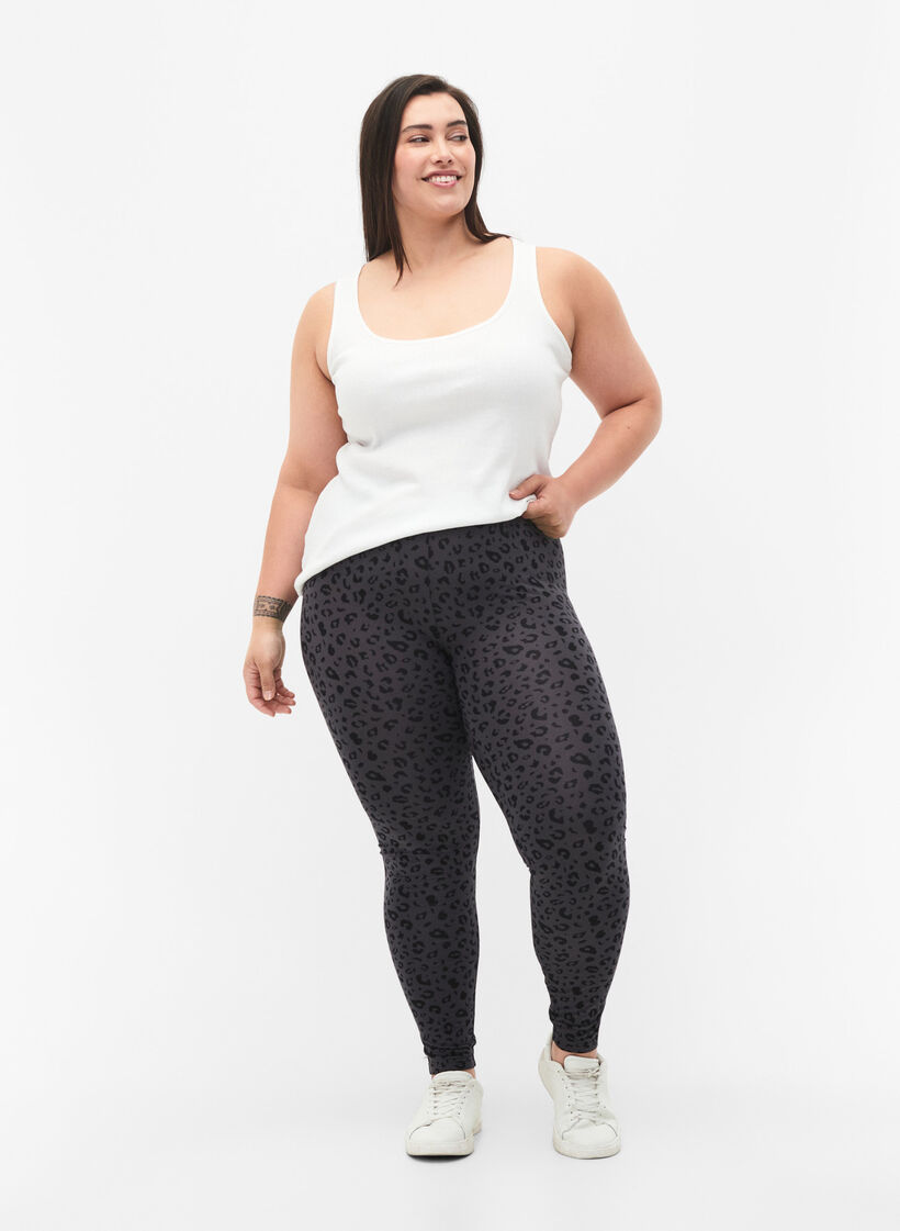 Viscose leggings with leopard print, Grey, Model image number 1
