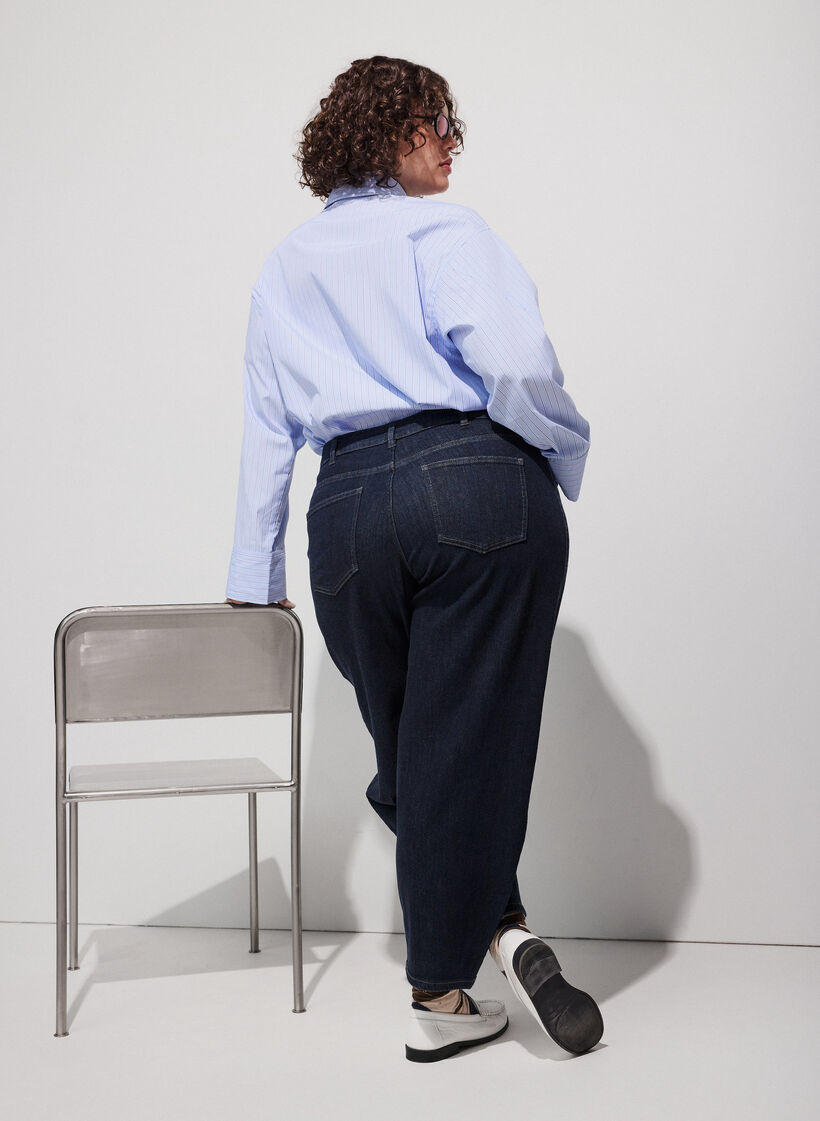 Barrel fit jeans with high waist, Blue, Model image number 1