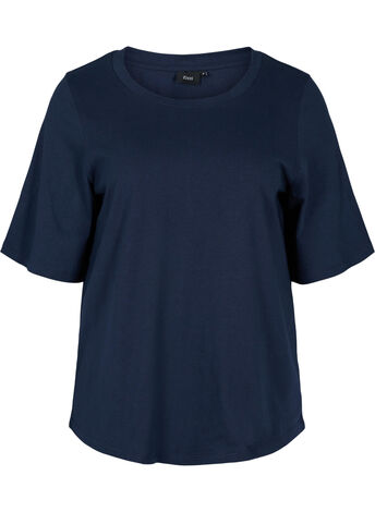 Cotton top with wide, 2/4-length sleeves