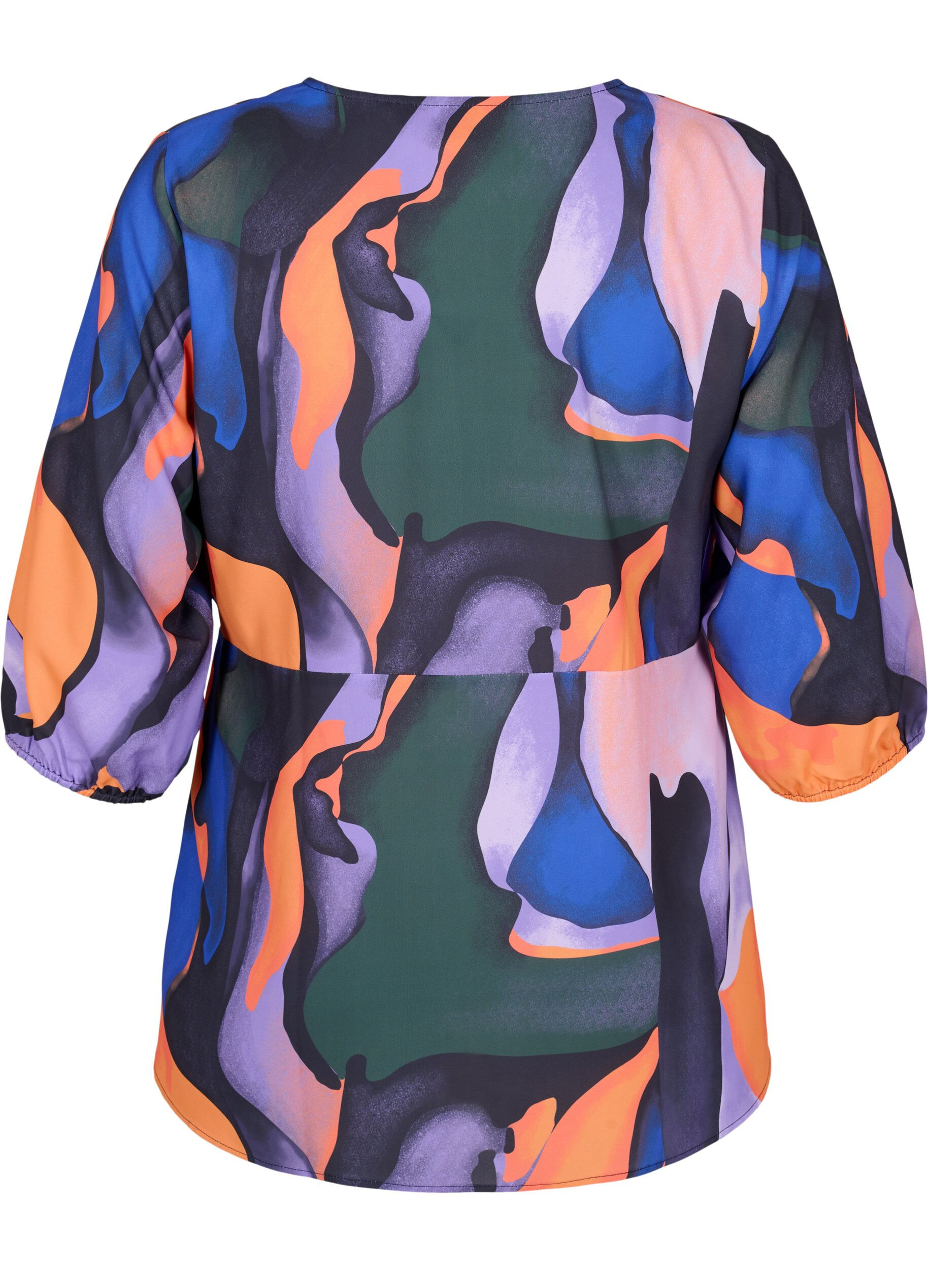 Zizzifashion Printed blouse with wrap-look and 3/4 sleeves, Big Scale Print, Packshot image number 1
