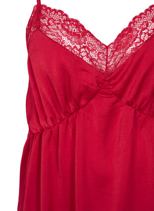 Nightgown with lace and slits, Rhubarb, Packshot image number 2