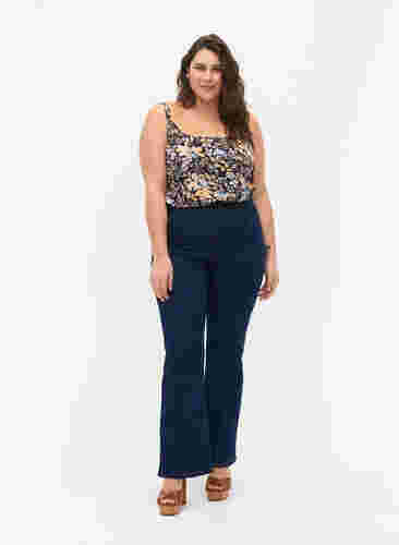 FLASH - Top with print, Brown Blue Flower, Model image number 2