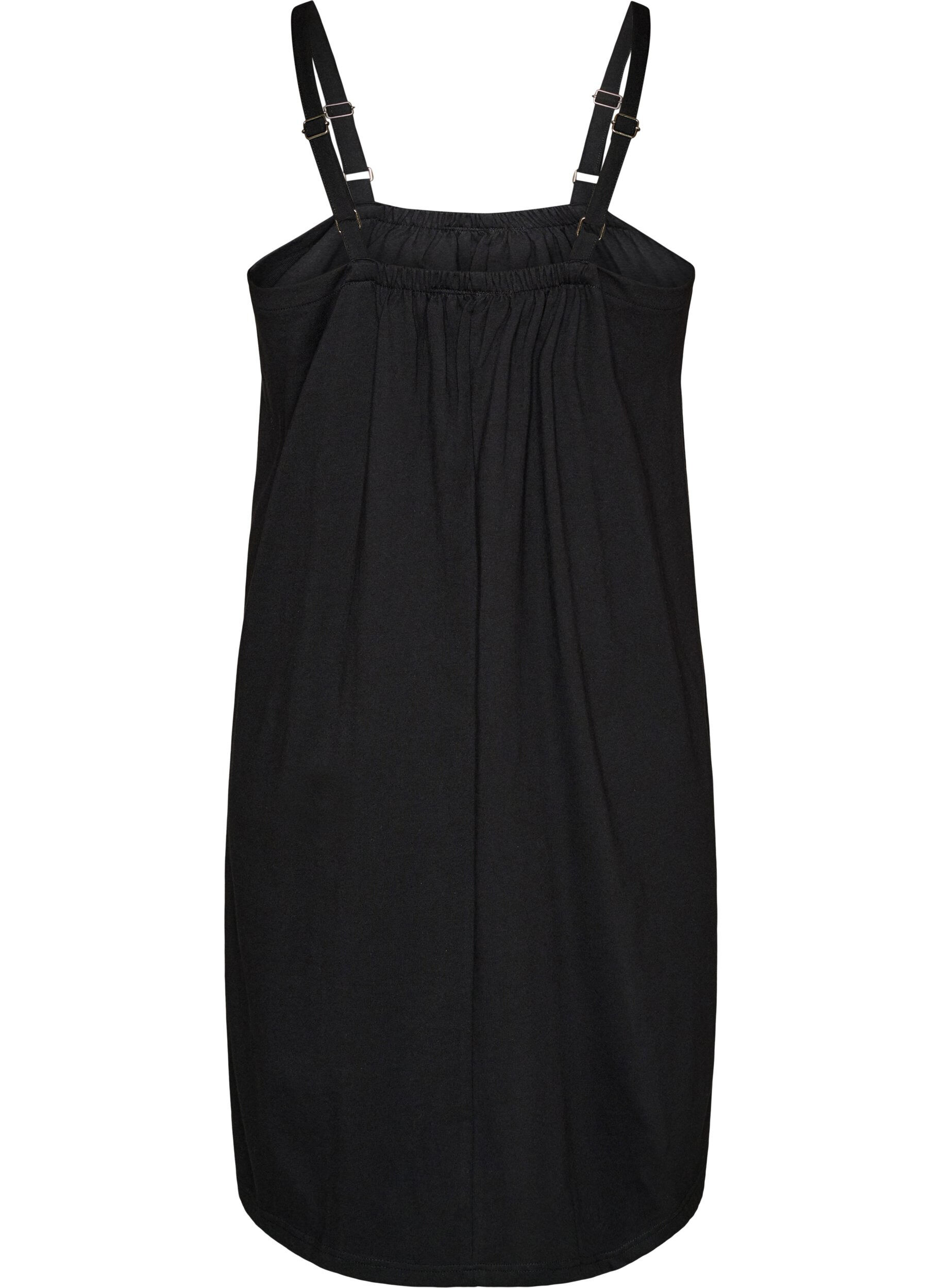 ZizzifashionKnee-length strap dress in organic cotton, Black, Packshot image number 1