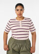 Rib T-shirt with stripes and button detail, Purple, Model image number 0