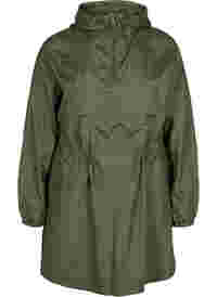 Long anorak with hood and pocket