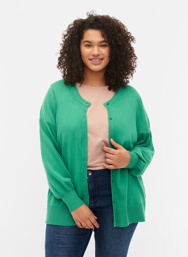 Ribbed cardigan with button closure, Leprechaun, Model image number 0