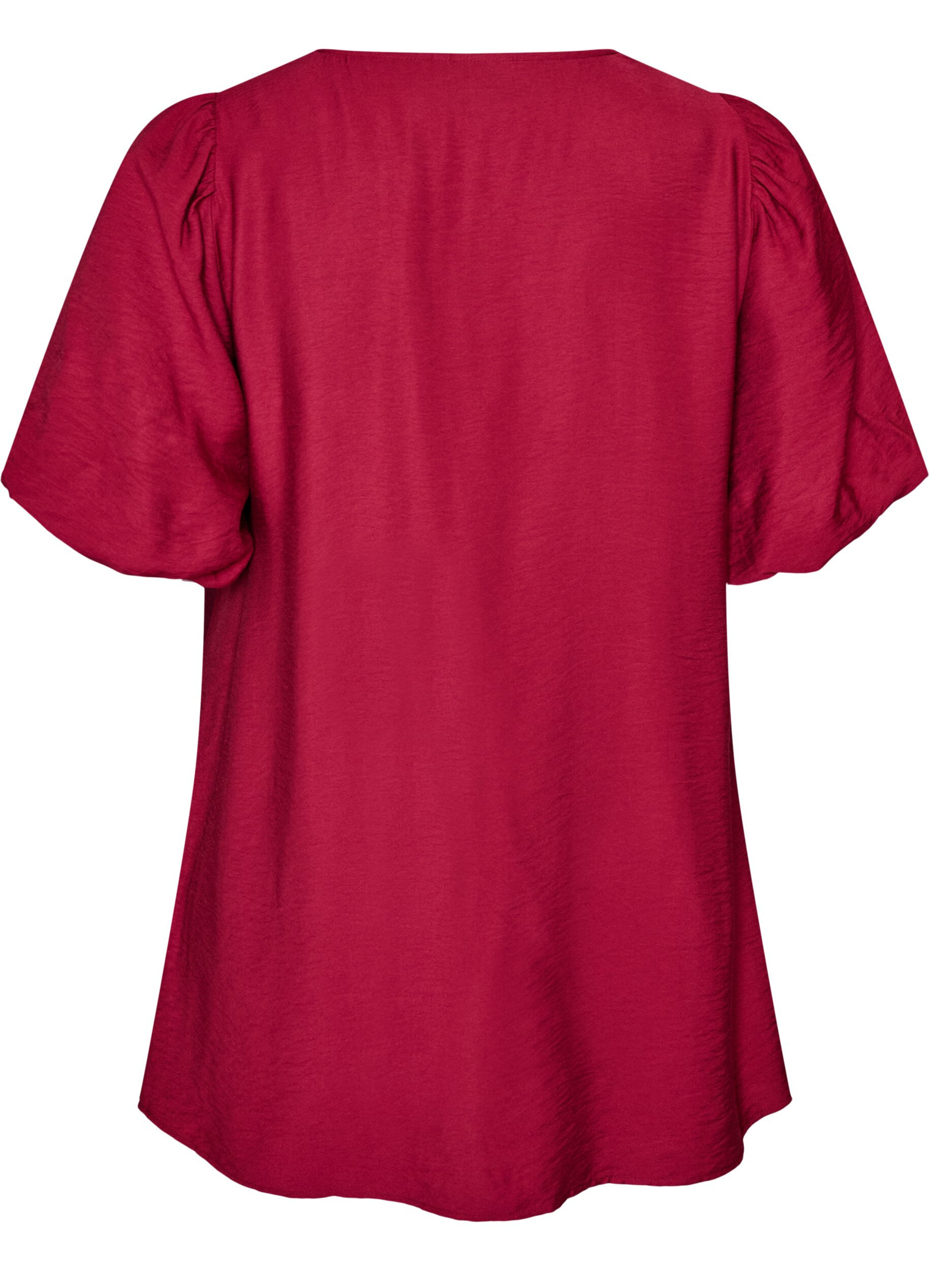 ZizzifashionTunic with balloon sleeves and a V-neck, Red, Packshot image number 1