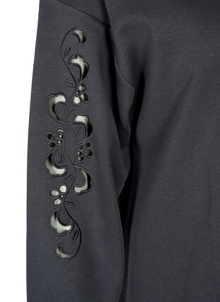 Sweat dress with embroidered details, Dark Grey, Packshot image number 3