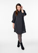 Short dress with collar and chest pocket, Black, Model image number 1