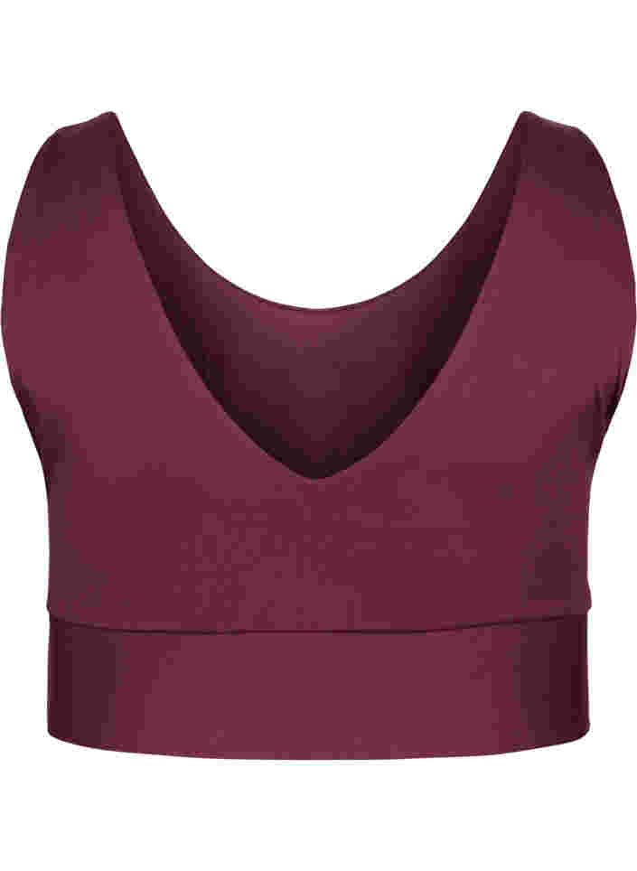Block coloured sports bra with v-back, Fig, Packshot image number 1
