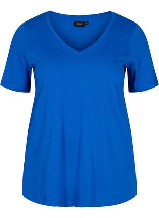Organic cotton T-shirt with V-neckline, Princess Blue, Packshot image number 0