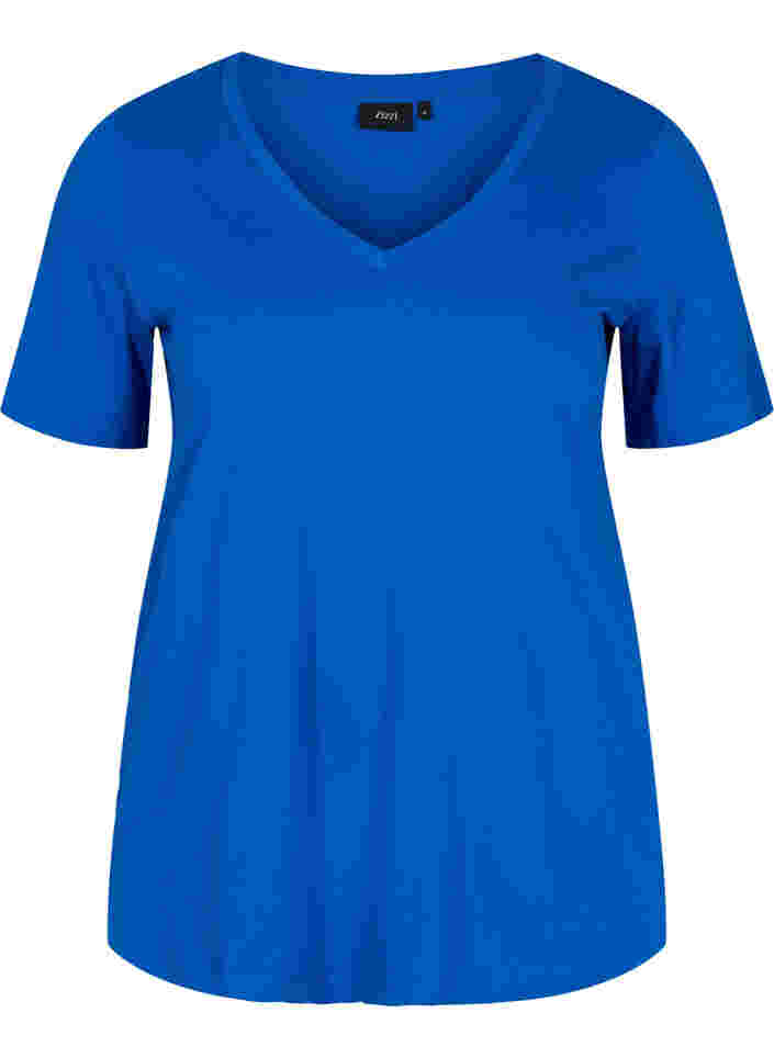 Organic cotton T-shirt with V-neckline, Princess Blue, Packshot image number 0