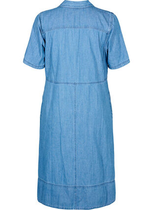 Denim shirt dress with short sleeves, Light Blue Denim, Packshot image number 1