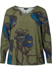 Long sleeved viscose blouse with floral print	