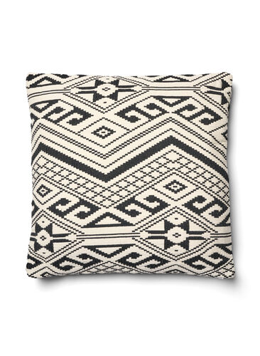 Jacquard patterned cushion cover, Black/White, Packshot image number 0