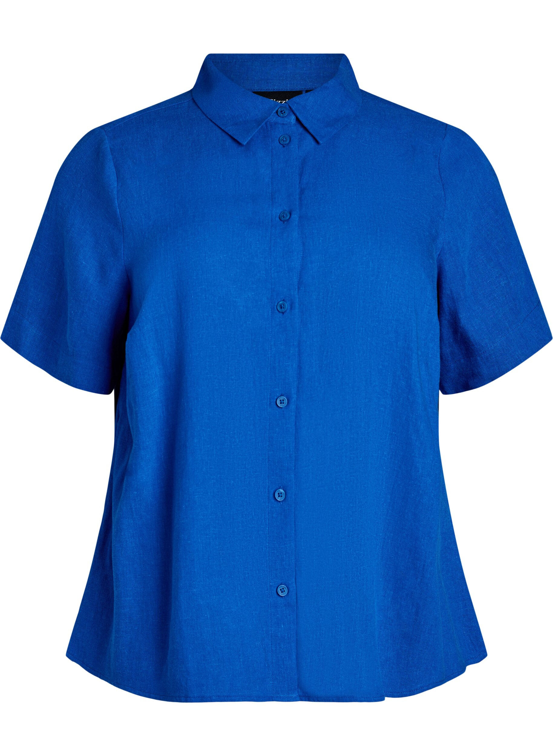 Short-sleeved shirt in linen and viscose