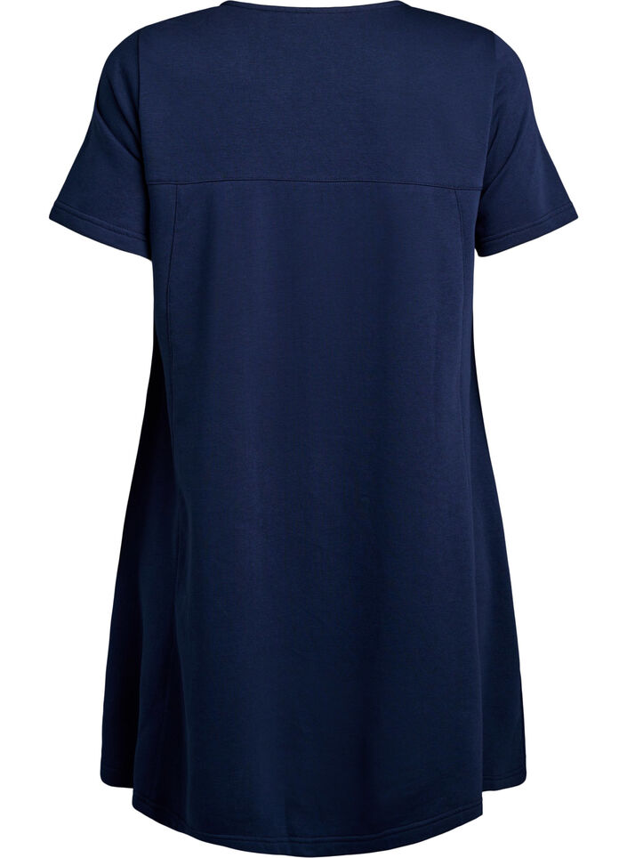 Jersey dress with short sleeves and pockets, Blue, Packshot image number 1