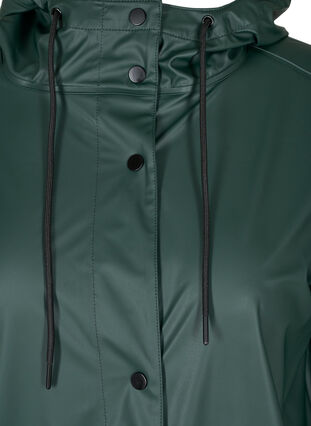 Rain jacket with hood and button fastening, Darkest Spruce, Packshot image number 3