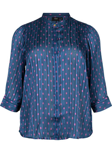 Shirt blouse with dots , Vintage Indigo Dot, Packshot image number 0