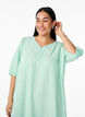 Midi dress in linen and viscose with short sleeves, Green, Model image number 2