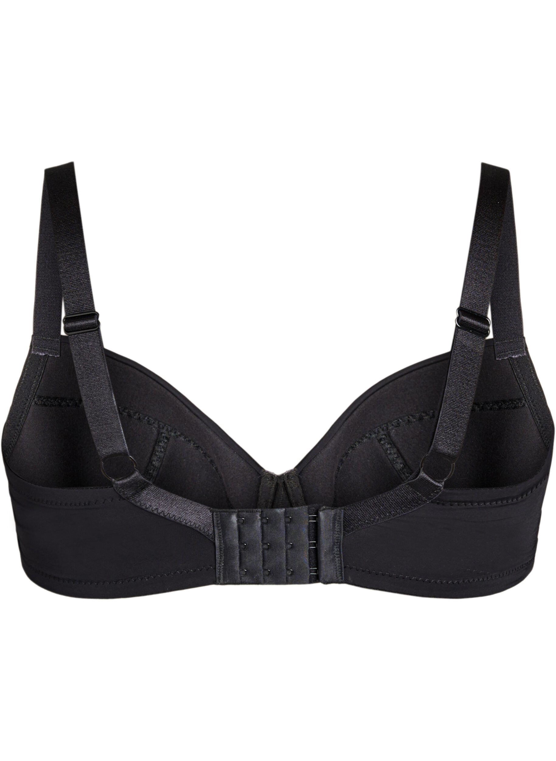 Zizzifashion Padded bra with embroidered floral detail, Black, Packshot image number 1