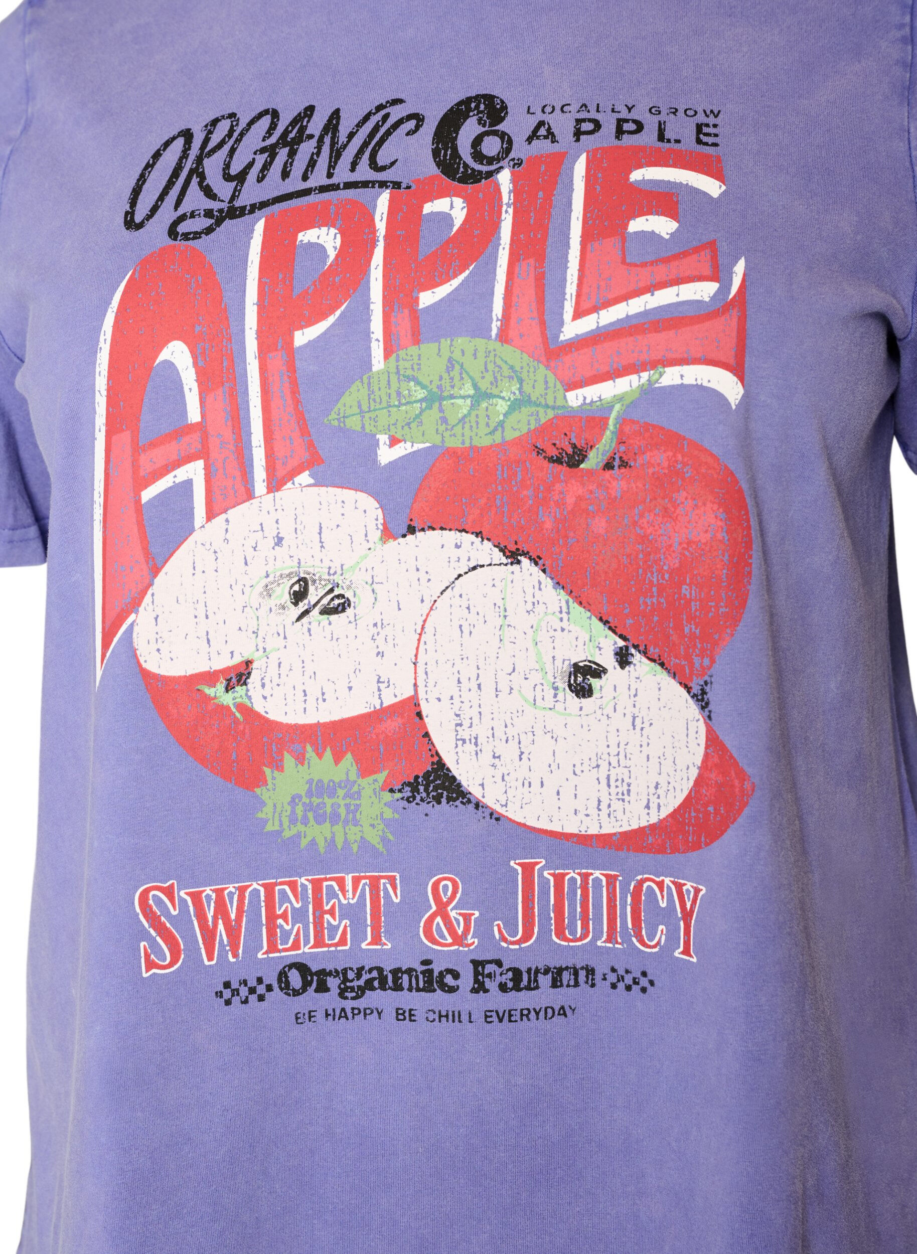 ZizzifashionCotton T-shirt with front print and a washed look, Purple, Packshot image number 2