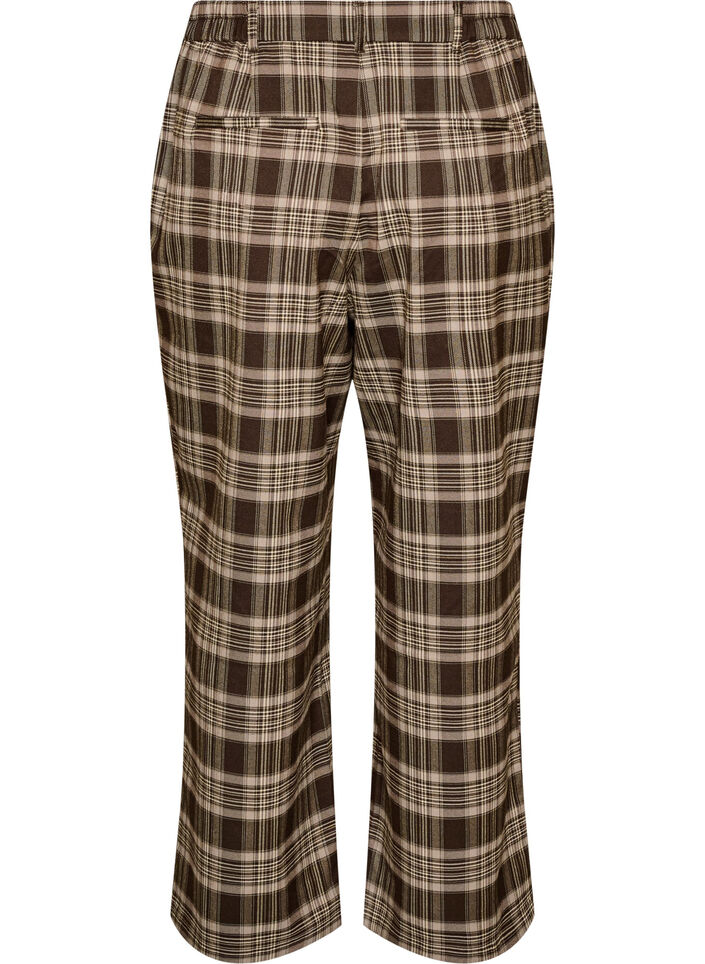 Checked trousers with wide legs, Brown, Packshot