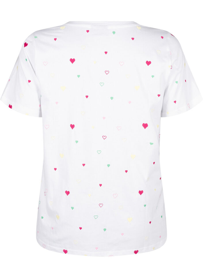 Organic cotton T-shirt with hearts, White Heart Emb., Packshot image number 1