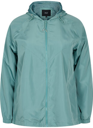 Short jacket with hood and adjustable bottom hem, Sagebrush Green, Packshot image number 0