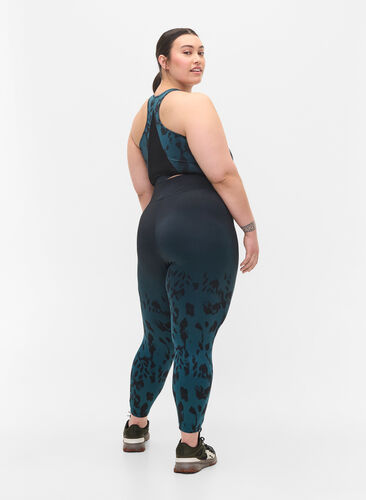 Cropped printed gym leggings, Deep Teal, Model image number 1