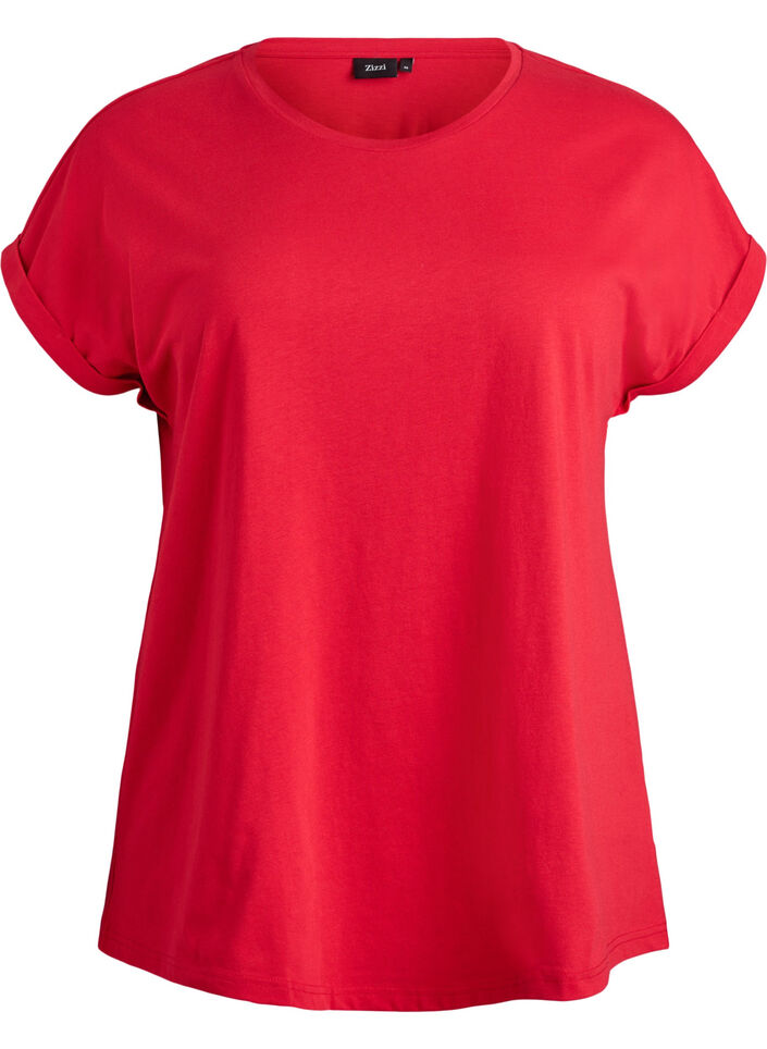 Short-sleeved cotton blend t-shirt, Red, Packshot image number 0