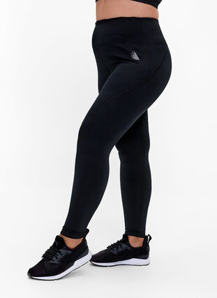 Workout tights with fleece lining, Black, Model image number 0