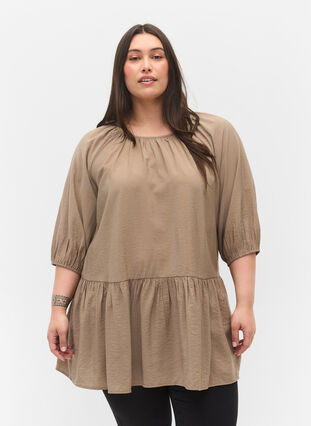 A shape Tunic dress with 3/4 sleeves, Fungi, Model image number 0