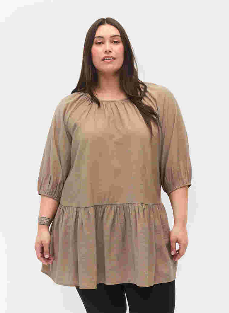 A shape Tunic dress with 3/4 sleeves, Fungi, Model image number 0