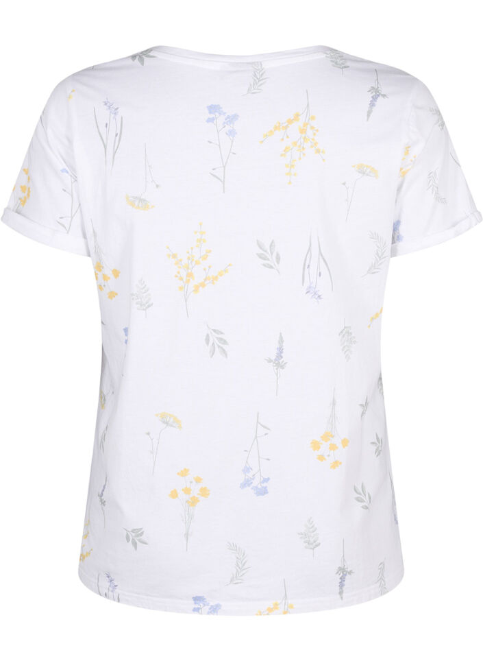Organic cotton T-shirt with floral print, Bright W. AOP, Packshot image number 1