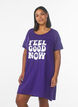 Short-sleeved nightgown in organic cotton, Blue, Model image number 0