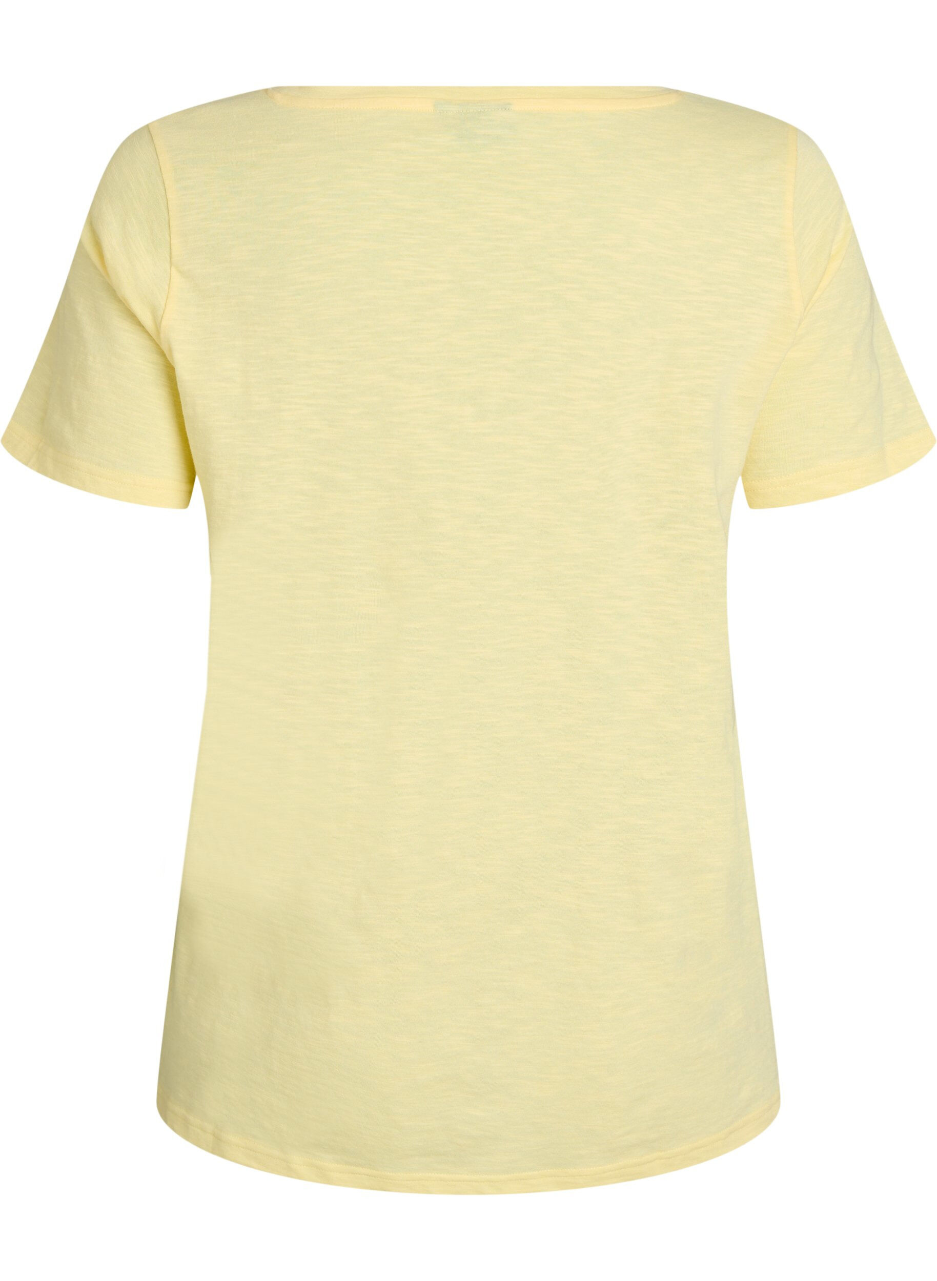 Zizzifashion Short-sleeved basic t-shirt with v-neck, Yellow, Packshot image number 1