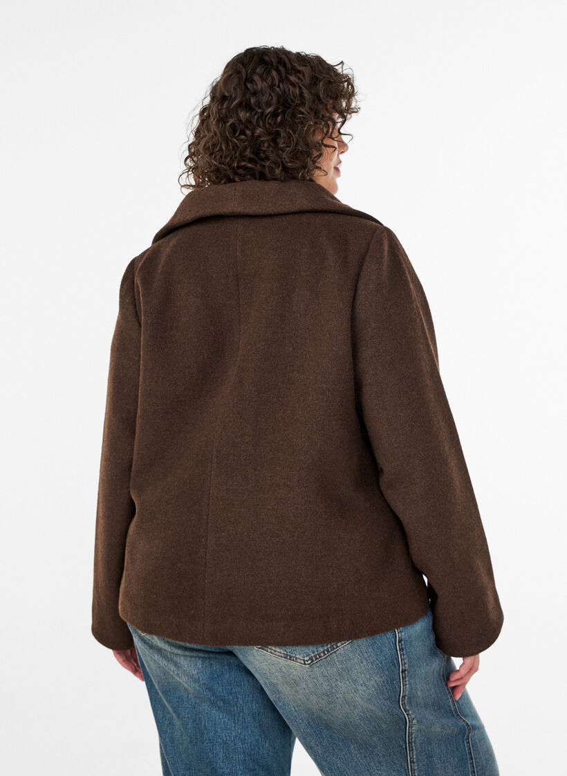 Short jacket with asymmetric button fastening, Brown, Model image number 2
