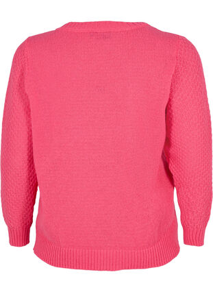 Knitted jumper with flower details, Hot Pink, Packshot image number 1