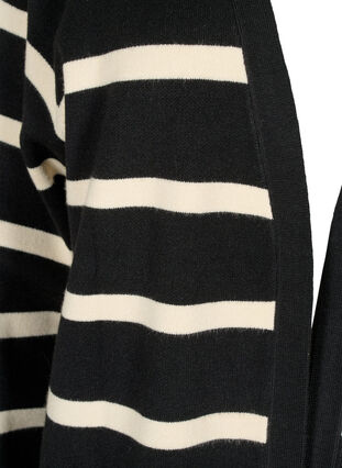 Striped knit cardigan in viscose blend, Black w. Birch, Packshot image number 2
