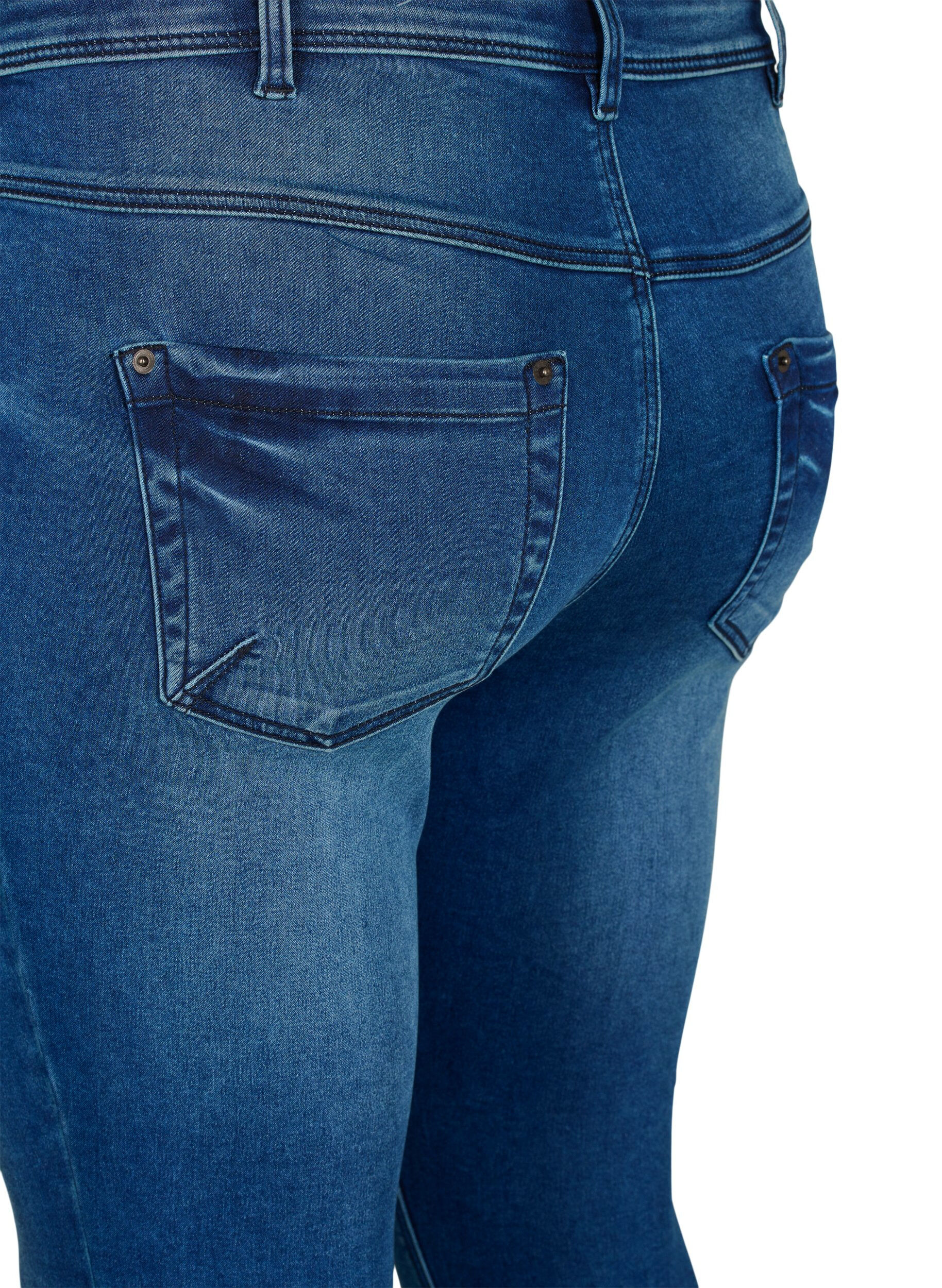 Zizzifashion Cropped Amy jeans with zipper detail, Blue, Packshot image number 1