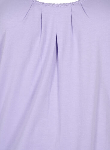 Cotton top with round neck and lace trim, Lavender, Packshot image number 2