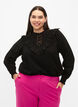 Viscose blouse with ruffles and embroidery detail, Black, Model image number 0