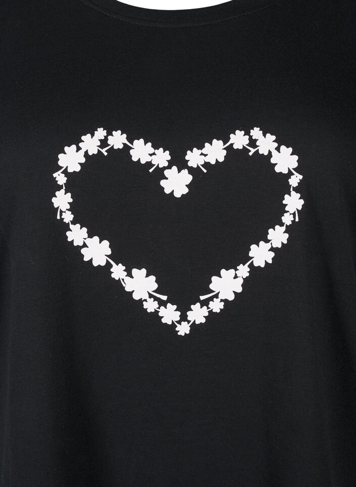 FLASH - T-shirt with motif, Black Flower Heart , Packshot image number 2
