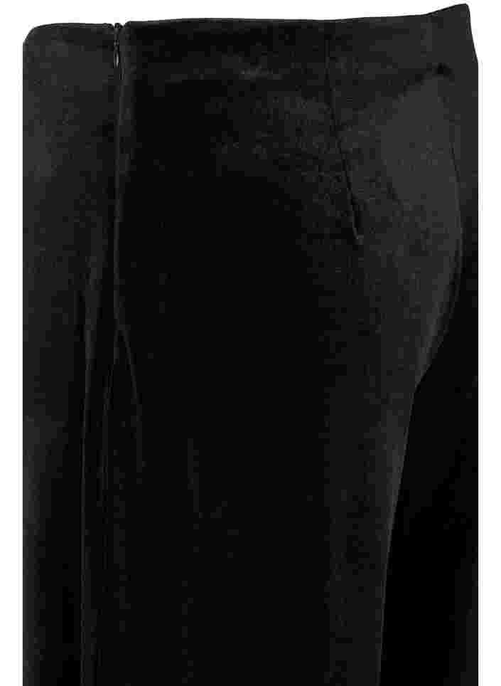 Wide leg velvet trousers, Black, Packshot image number 3