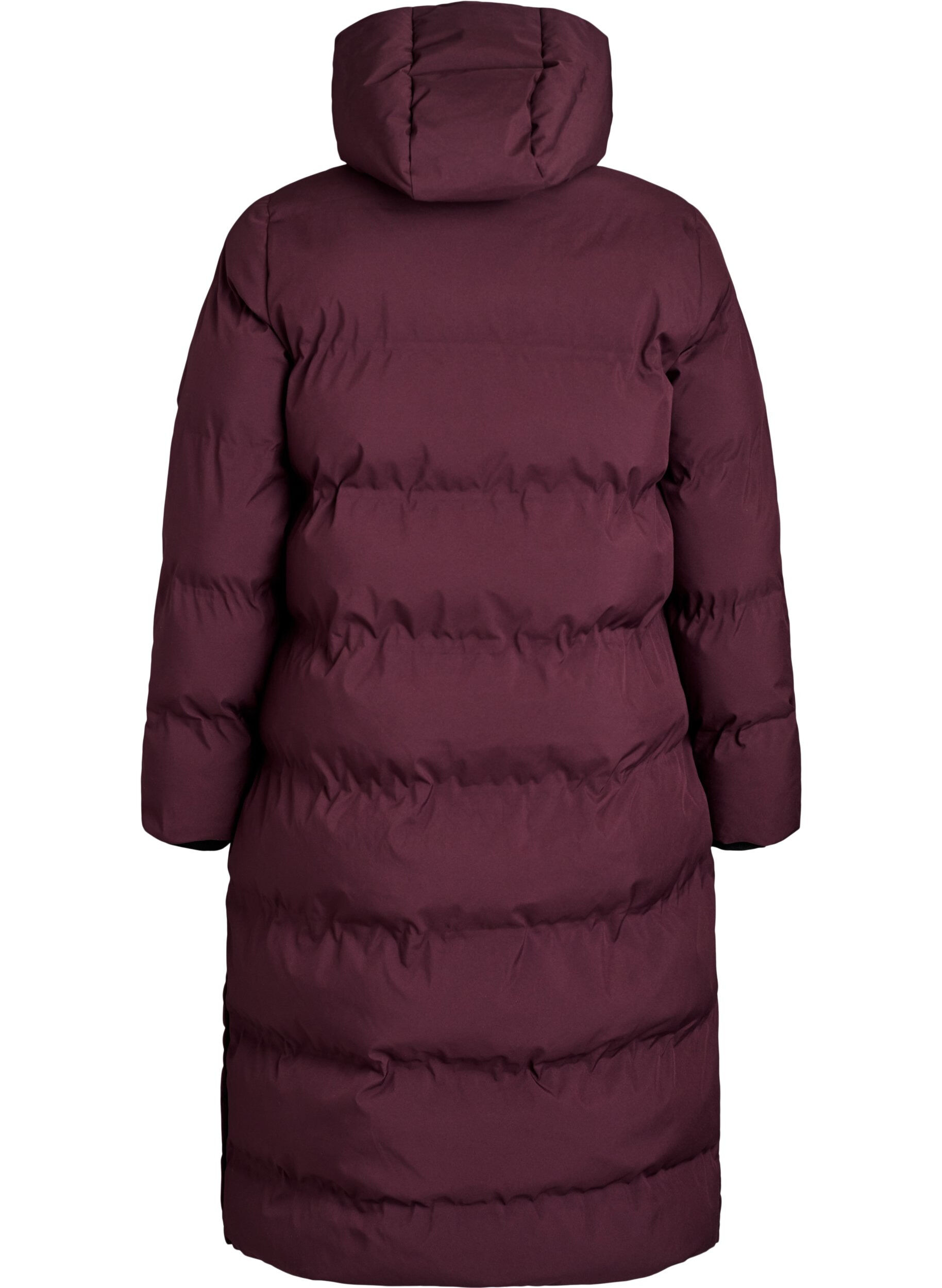 ZizzifashionLong puffer winter coat with hood, Dark Bordeaux, Packshot image number 1
